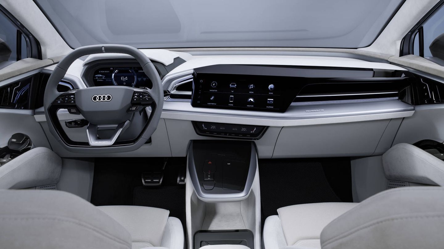 Interior del Audi Q4 Sportback Concept, moderno y muy tecnológico.