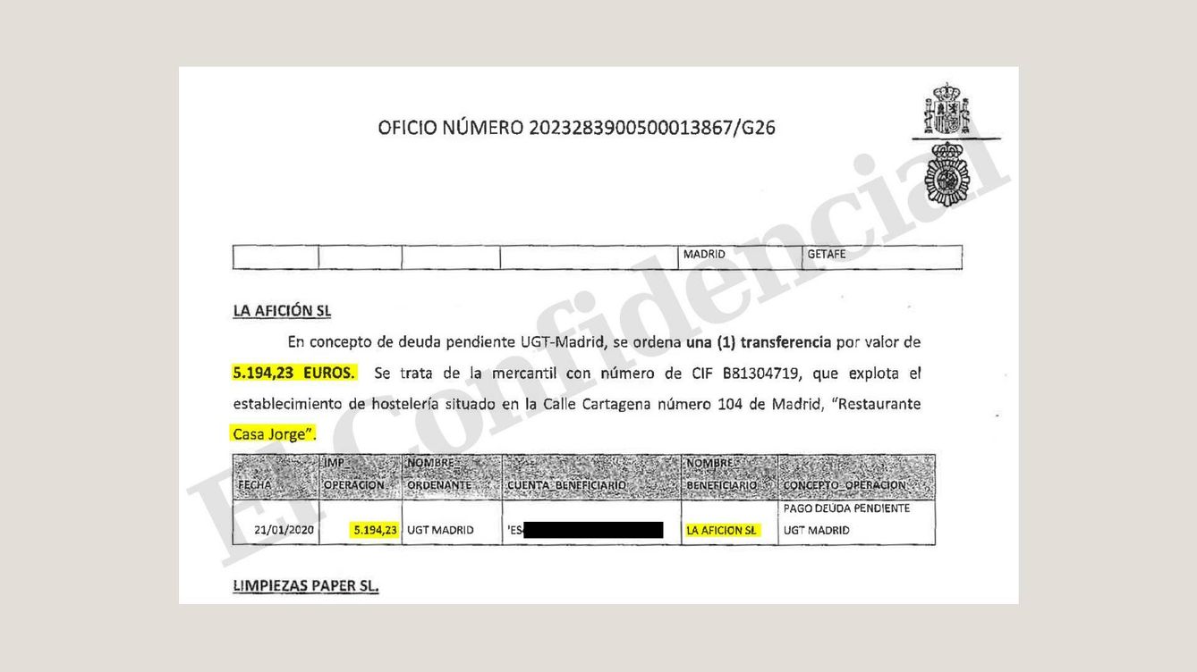 Las cuentas de UGT que investiga la UDEF: 5.000 € en 'calçots' y 300.000 € en telefonía