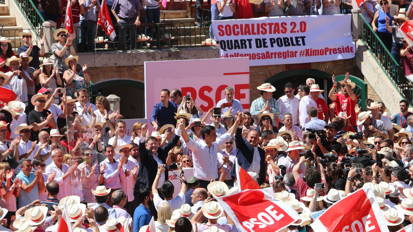 Pedro Sánchez, durante el mitin en Valencia. (Foto: Flickr PSPV-PSOE)