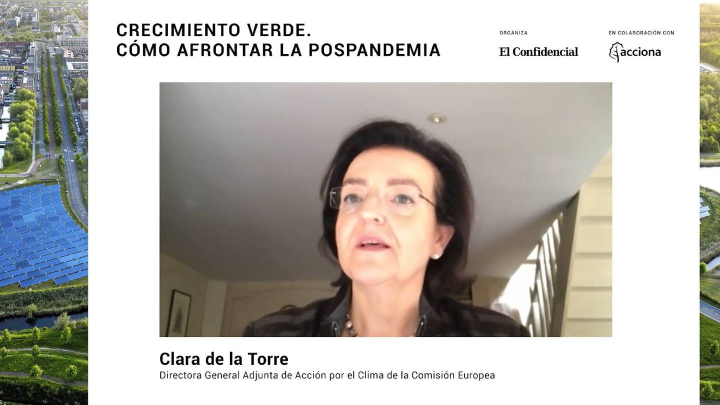 Clara de la Torre, directora general adjunta de Acción por el Clima de la Comisión Europea, se conectó desde Bruselas.