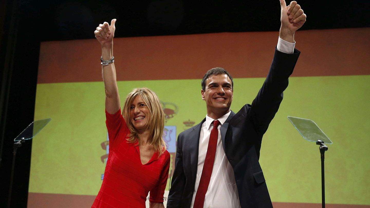 Begoña Gómez y Pedro Sánchez, en 2015, en su debut como candidato. (EFE)