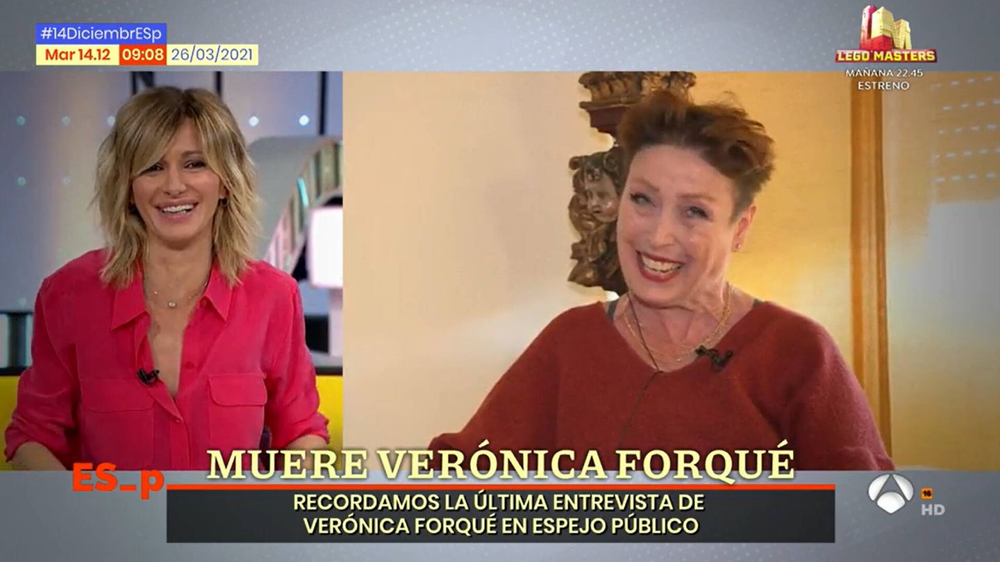 Verónica Forqué, en su última entrevista con Griso. (Atresmedia)