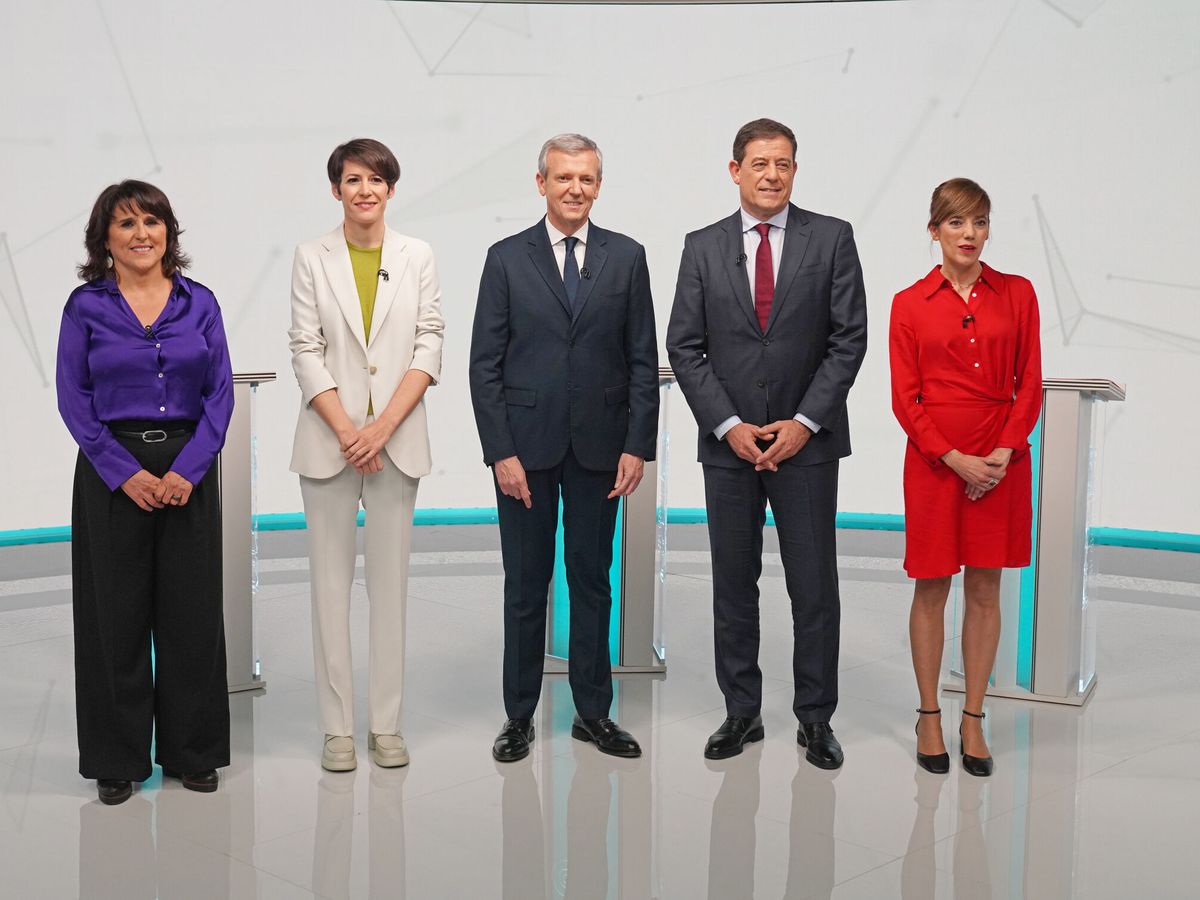Foto: Los candidatos a presidir la Xunta en el debate electoral para las elecciones gallegas. (Europa Press/Álvaro Ballesteros)