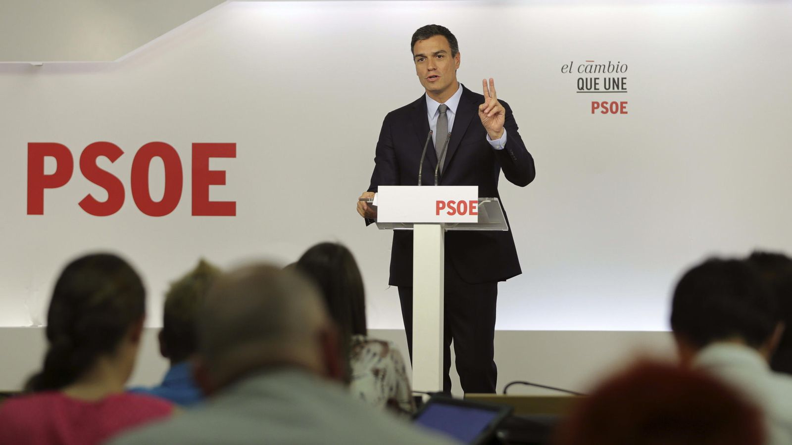 Foto: Pedro Sánchez, durante la rueda de prensa que siguió a la Comisión Permanente del PSOE de este 28 de septiembre. (EFE)
