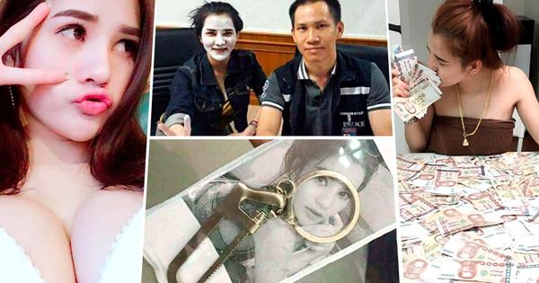 Foto: Imágenes que Preeyanuch Nonwangchai, la asesina confesa, colgaba en las redes sociales, y posando con un agente. (Facebook)