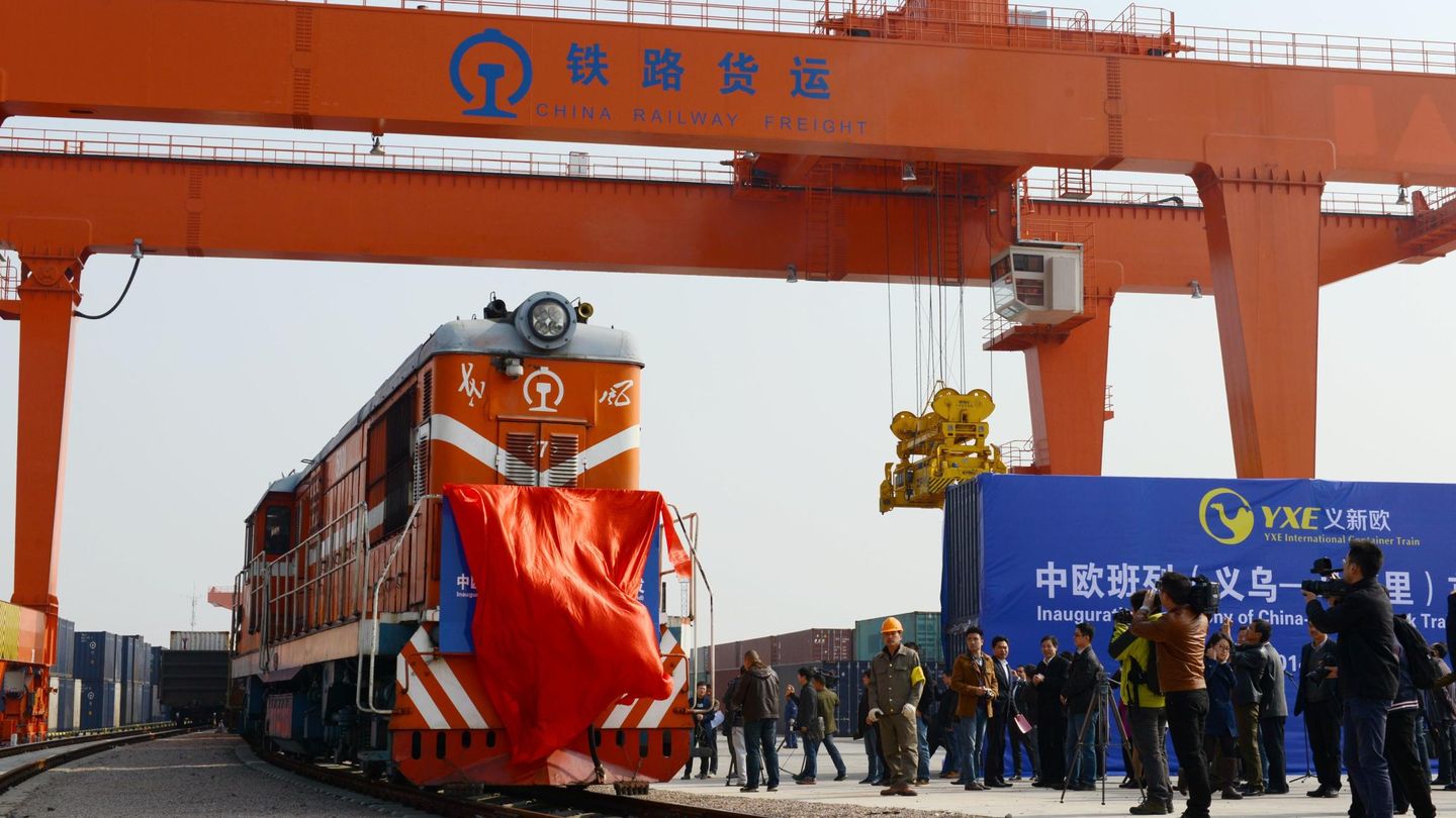 El primer tren que hizo la ruta China-España por vía terrestre. (EFE)