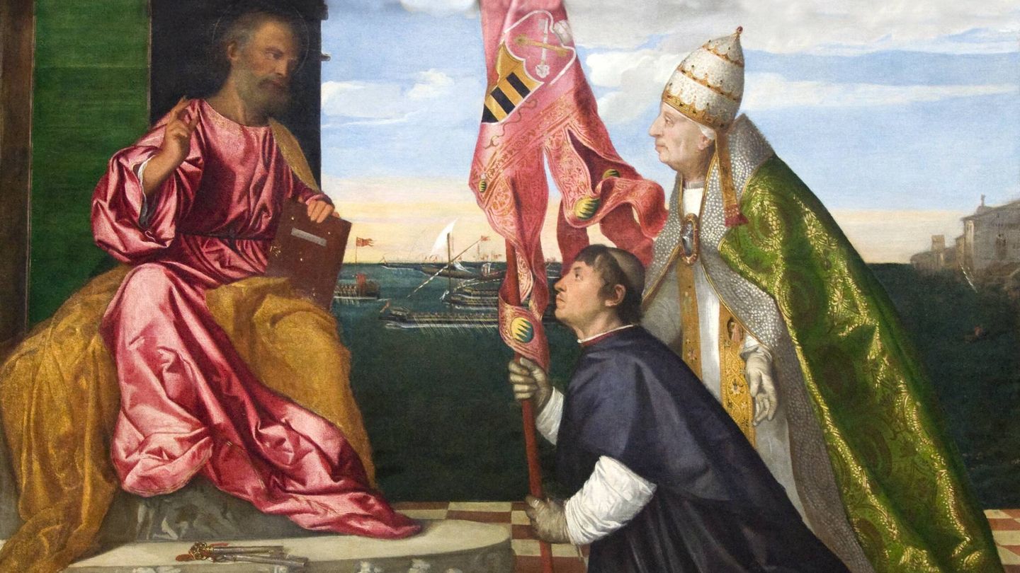 Alejandro VI y Jacopo Pesaro ante San Pedro, Tiziano, 1509