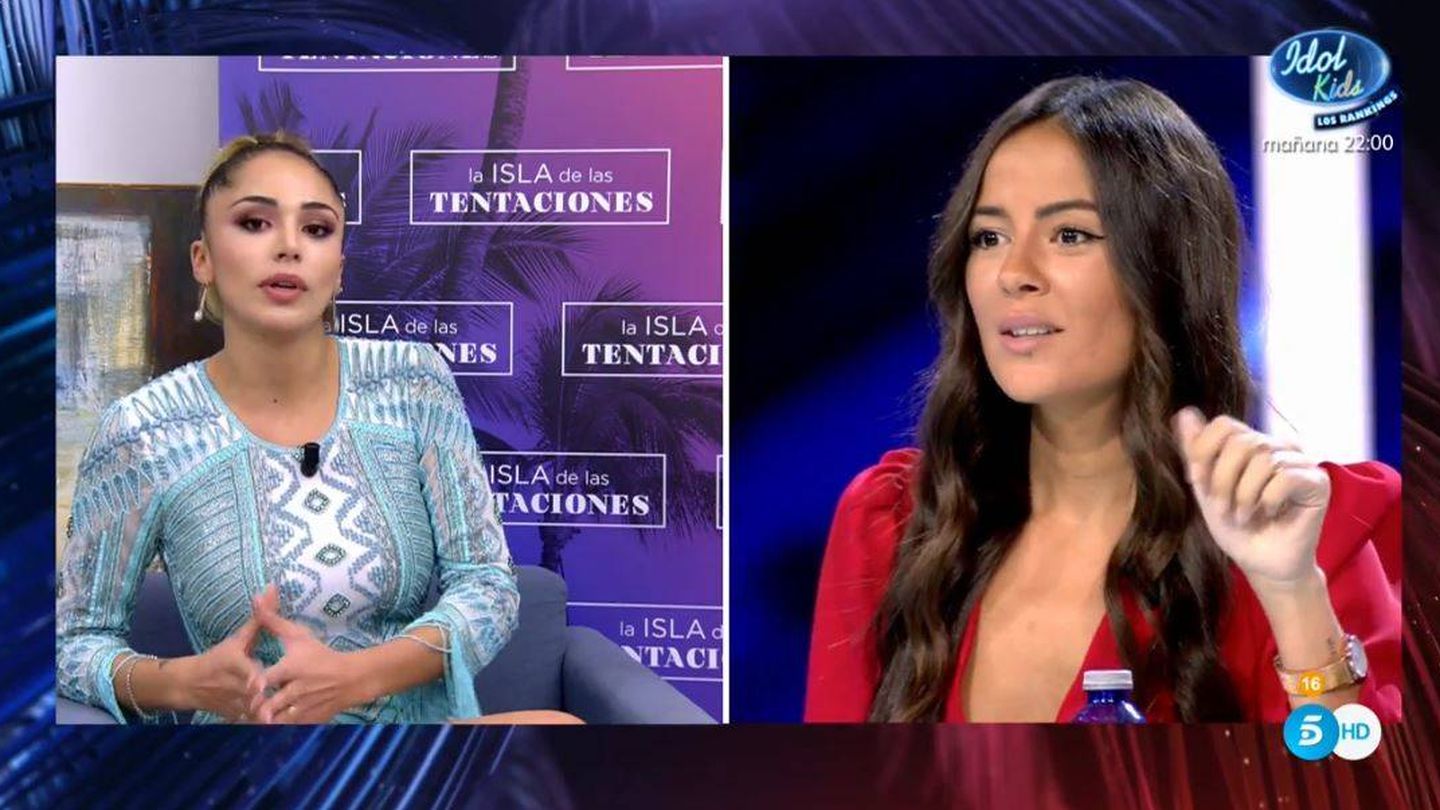 Sandra Pica y Melyssa Pinto, en 'El debate de las tentaciones'. (Mediaset)