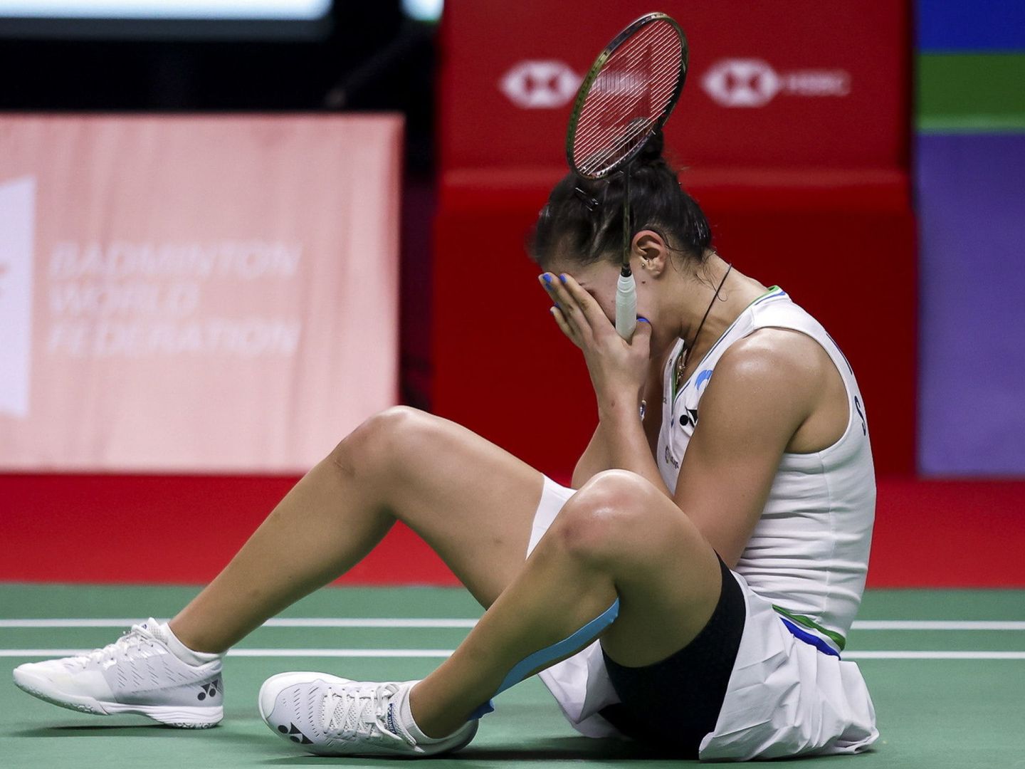 Carolina Marín, tras ganar el Yonex Open de Tailandia. (EFE)