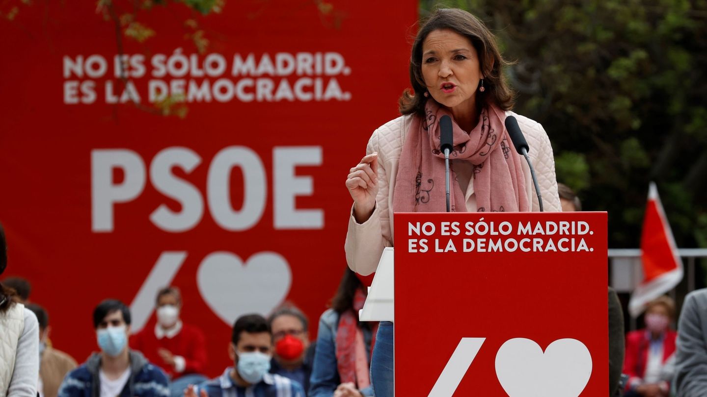La ministra de Industria, Comercio y Turismo, Reyes Maroto, en un acto de campaña del PSOE. (EFE)