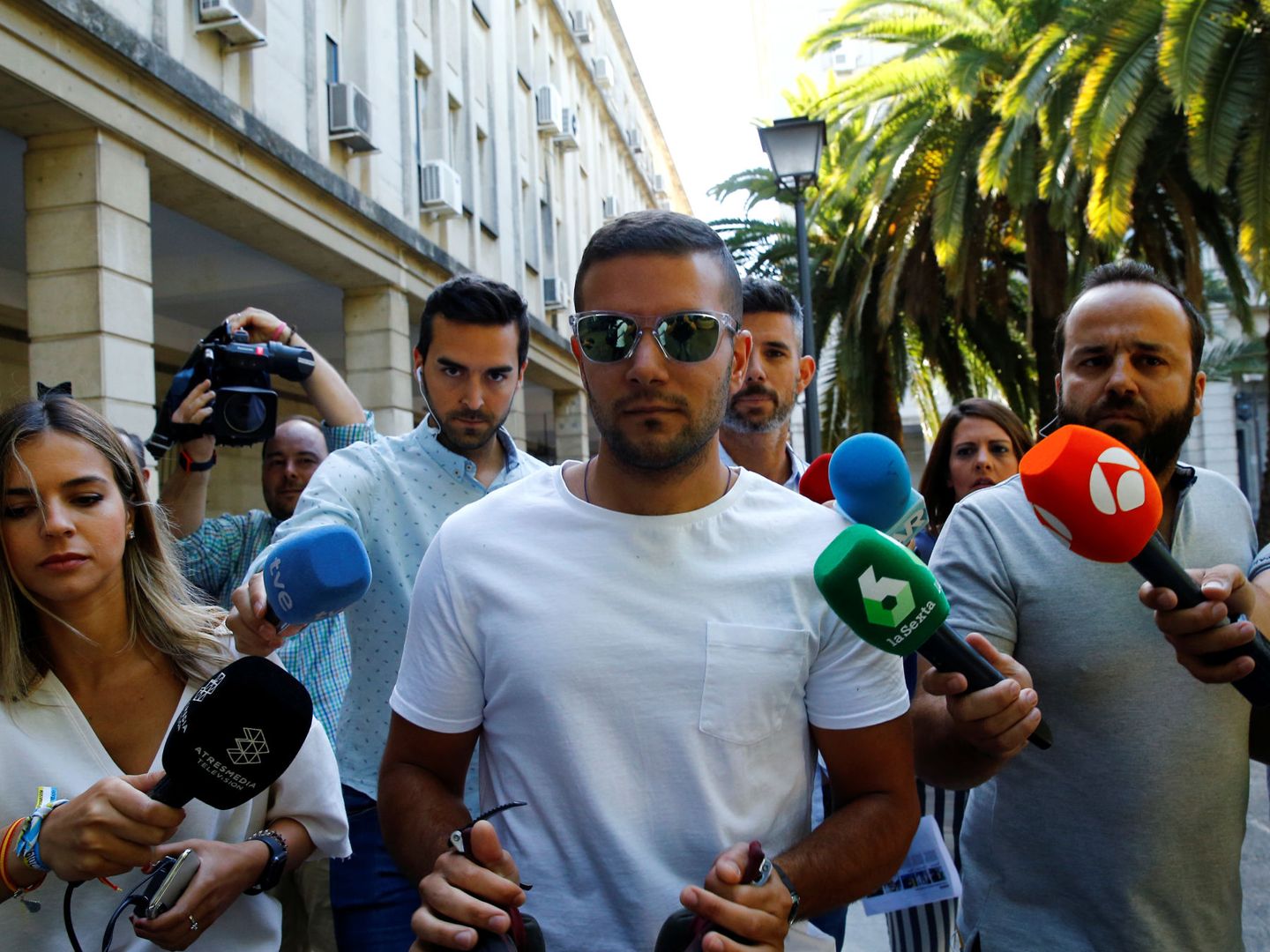 Uno de los acusados de la Manada, Angel Boza, en Sevilla hoy. (Reuters)