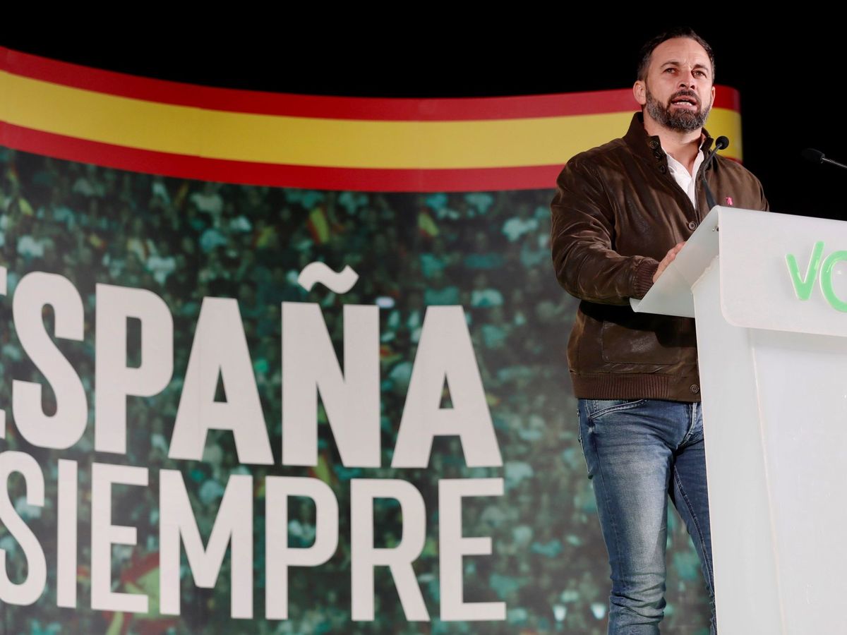 Foto: El líder de Vox, Santiago Abascal, en un acto del partido. (EFE)