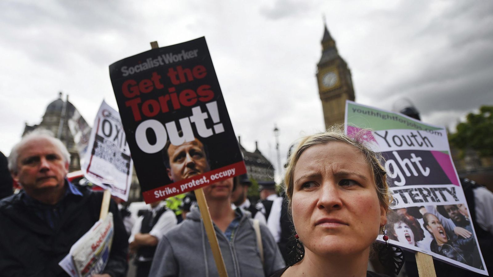 Foto: Manifestación en el Reino Unido contra la austeridad en julio de 2015. (Efe / Andy Rain)