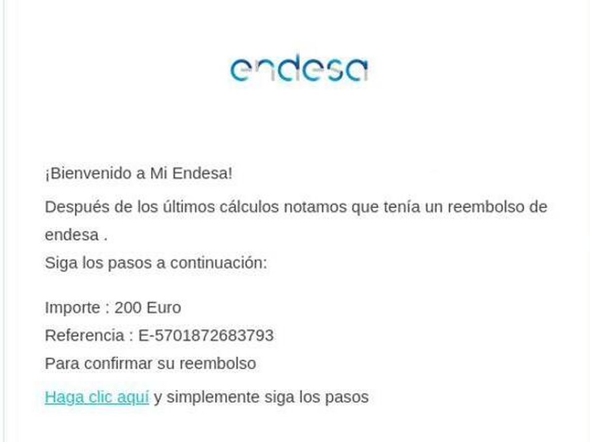 Foto: Email fraudulento de Endesa. (Twitter/@guardiacivil)
