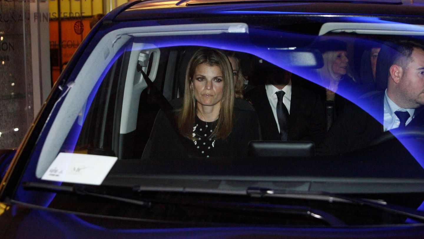 Athina Onassis, llegando a la boda de Marta Ortega. (EFE)