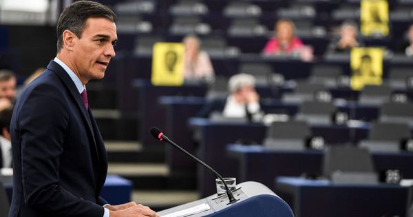 Foto: Pedro Sánchez, este 16 de enero dirigiéndose al pleno del Parlamento Europeo. (EFE)