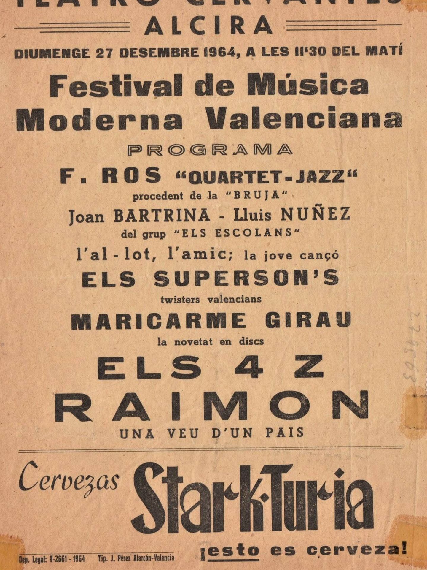 Cartel de Stark Turia patrocinando festival 1964. (Supersons)