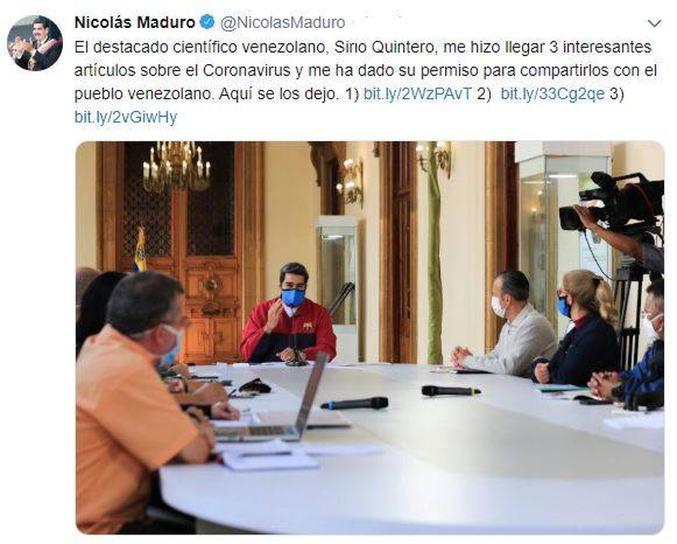 Tuit original del presidente venezolano, ya eliminado por la red social