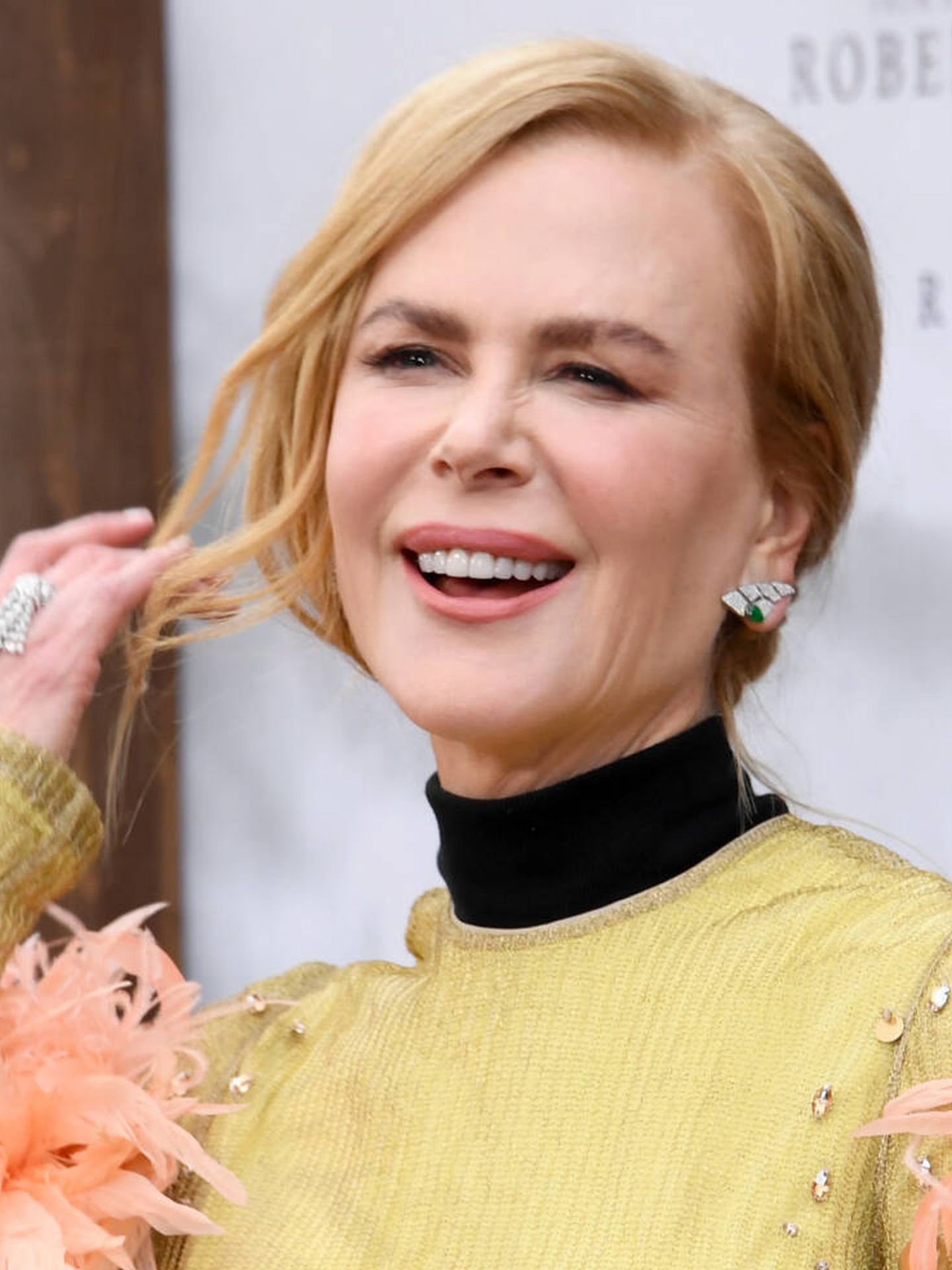 Mientras en la frente de Nicole Kidman apenas se marcan arrugas, sí se aprecian líneas de coneijto, aunque ahora más atenuadas. (Getty/Jon Kopaloff)