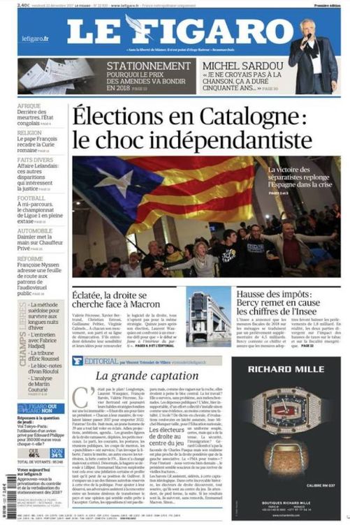 Foto: Portada del diario 'Le Figaro'.