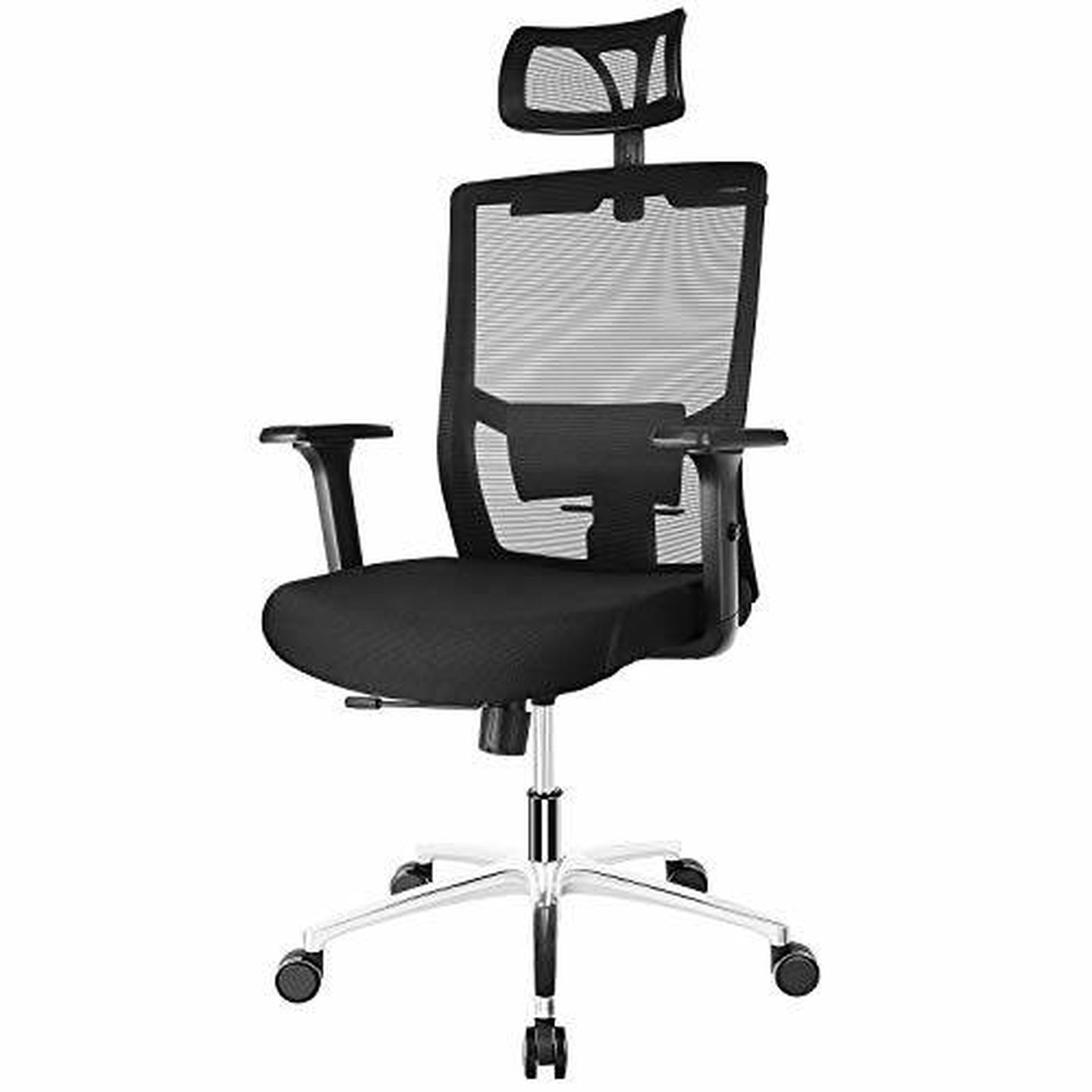 Silla ergonómica para el hogar, sillas de oficina grandes ajustables con  soporte lumbar, respaldo de malla transpirable con reposacabezas ajustable