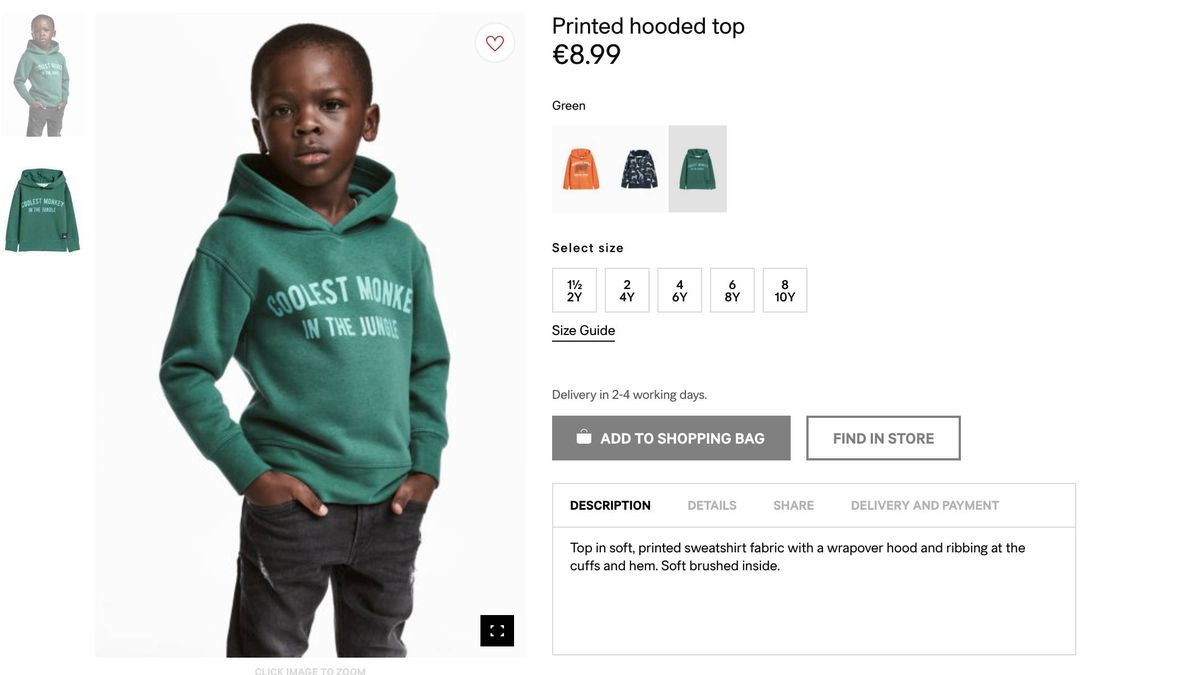 H&M se resigna y elimina la foto de un niño negro con una sudadera tildada de racista