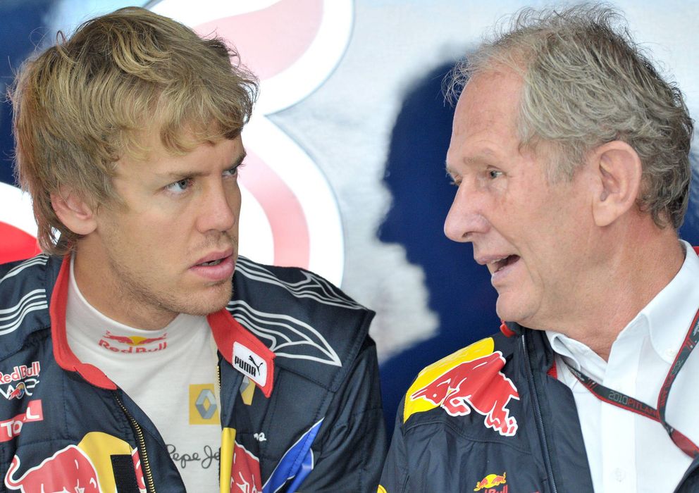 Foto: Sebastian Vettel conversando con Helmut Marko.