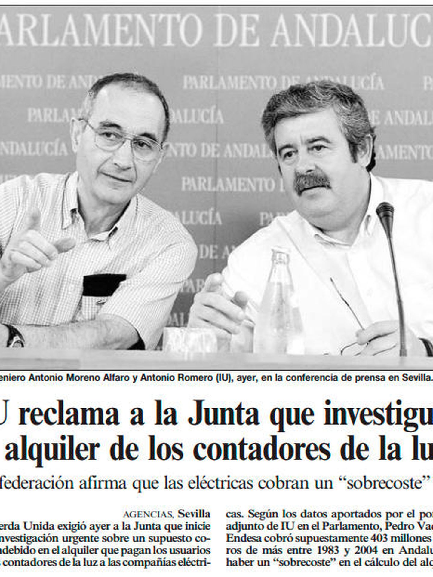Izquierda Unida ha elevado parte de sus peticiones al Gobierno (El País, 4-6-2004)