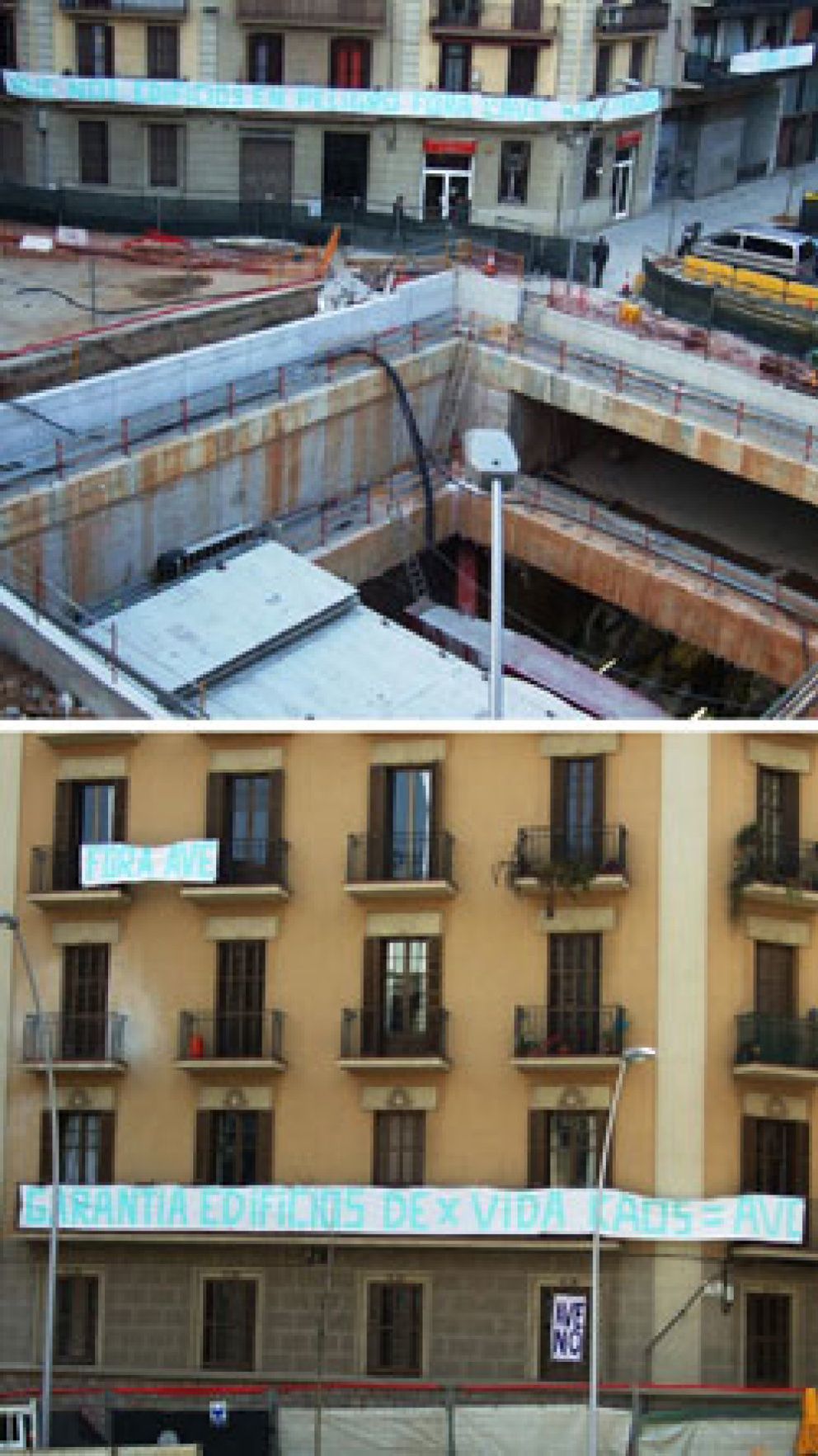 Foto: Vecinos de Barcelona contra el AVE reciben a Blanco con pancartas y protestas