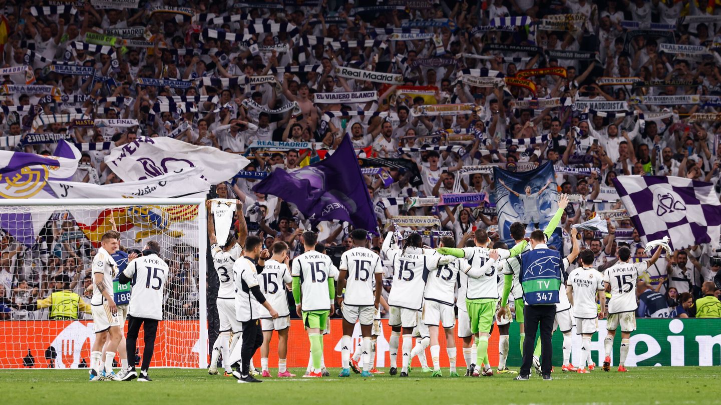 Los jugadores del Real Madrid celebran el pase a la final tras vencer al Bayern (AFP7).