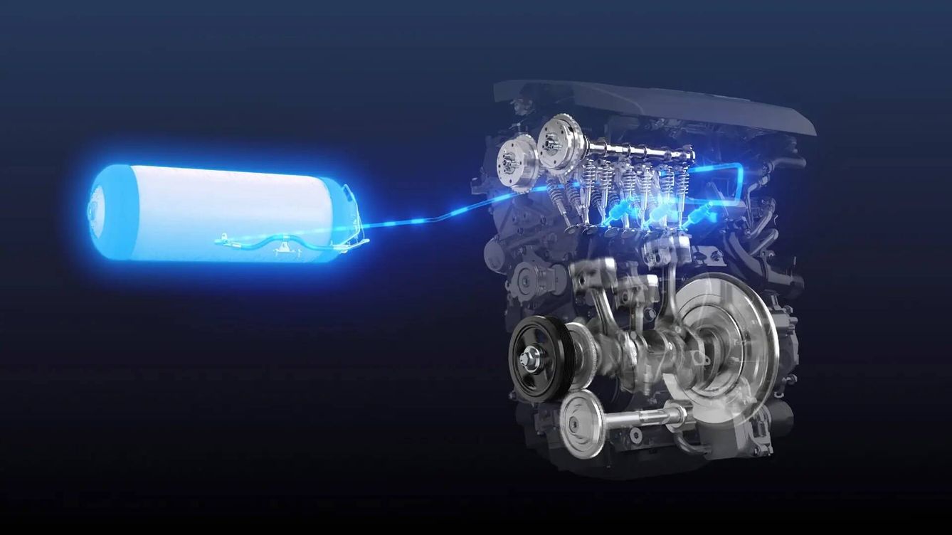 Ilustración de un motor de combustión que usa hidrógeno en vez de gasolina. (Toyota)