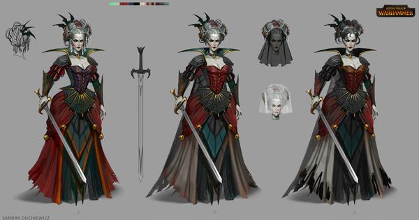 Foto: Una mujer vampiro y unos ‘trolls’ algunos de los diseños de Sandra Duchiewicz para ‘Total War: Warhammer’ (Fuente: Sandra Duchiewicz) 