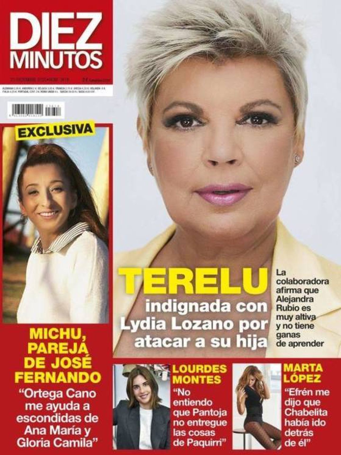  Lourdes Montes, en la portada de 'Diez Minutos'.