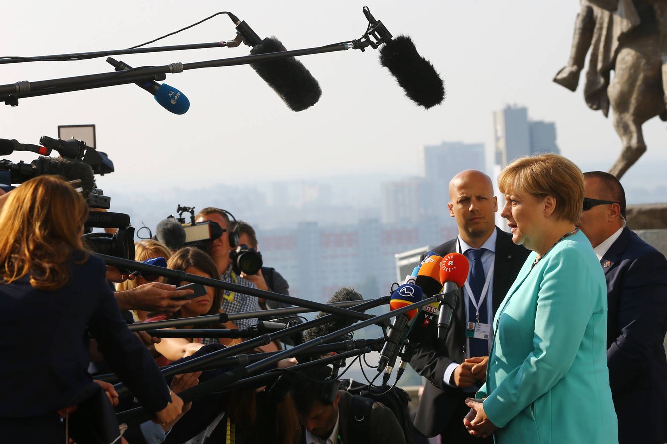 Angela Merkel a su llegada a la cumbre europea de Bratislava, Eslovaquia, el 16 de septiembre de 2016 (Reuters).