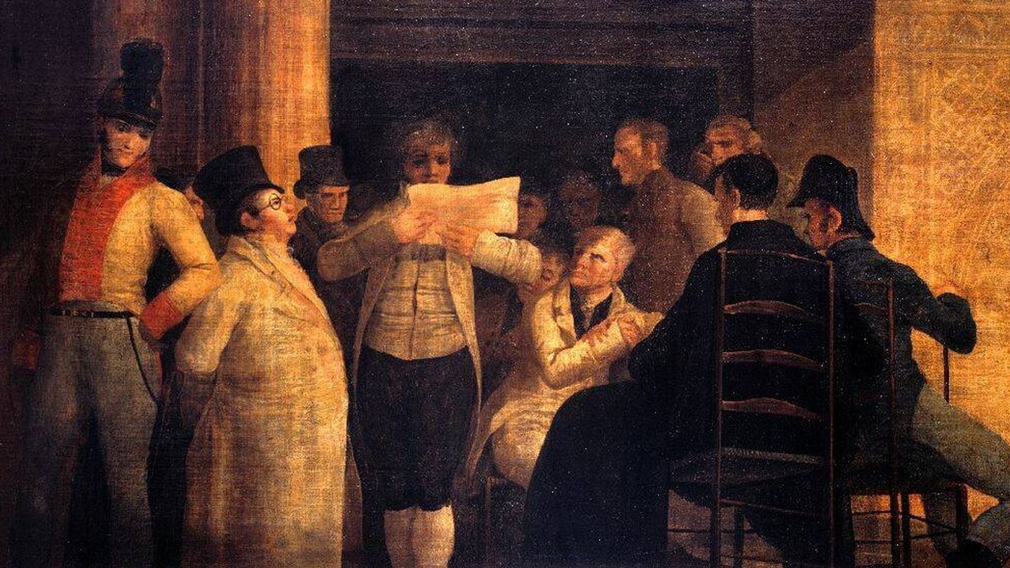Tertulianos ilustrados en el café de Levante, cuadro de Leonardo Alenza (1807-1845).