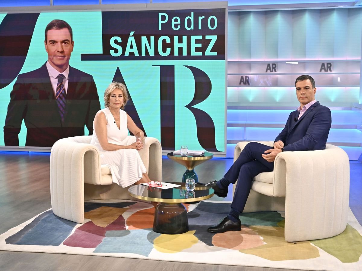 Foto: Pedro Sánchez, durante una entrevista con Ana Rosa Quintana en Telecinco. (Mediaset)