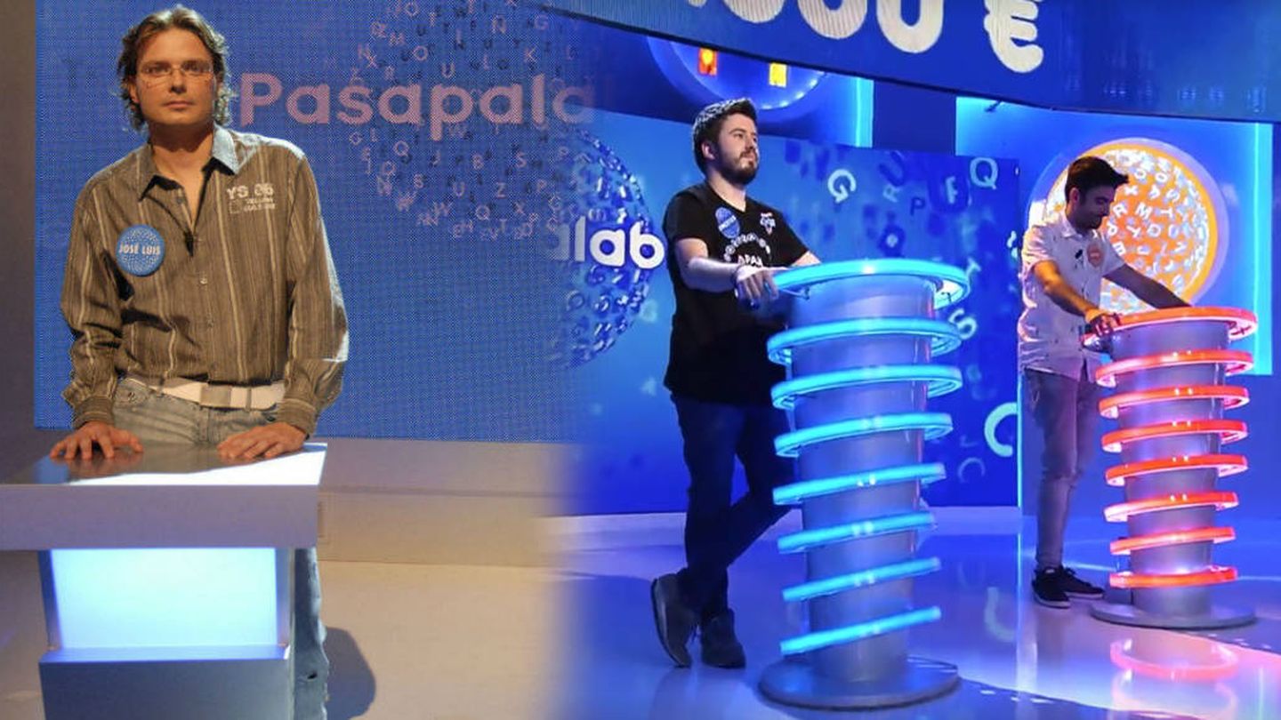 Los atriles de 'Pasapalabra' en la primera y última temporada en Telecinco. (Mediaset)