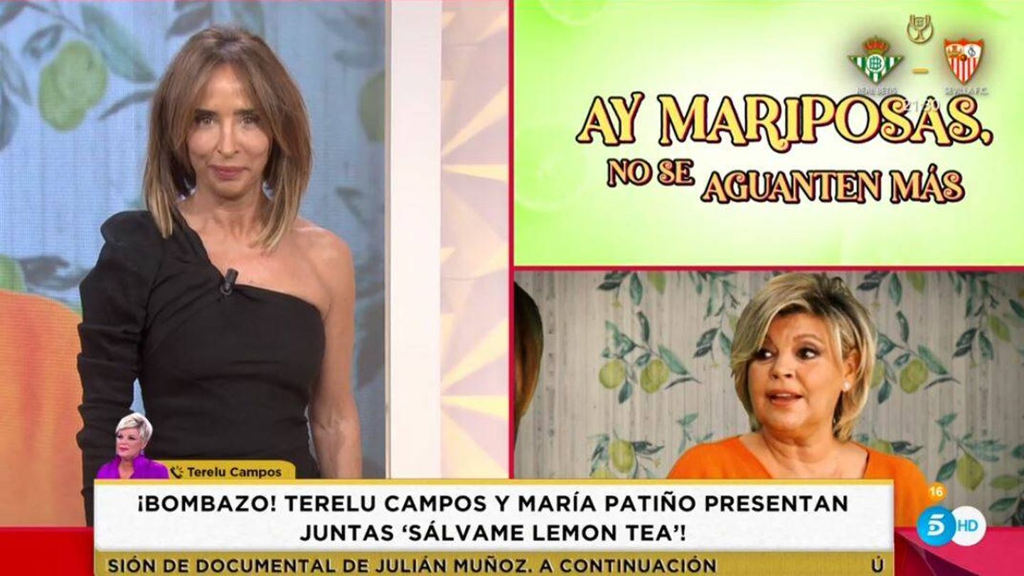 María Patiño habla con Terelu en 'Socialité'. (Mediaset España)