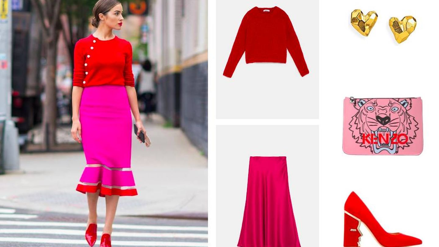 Mezcla tejidos con el rosa y el rojo como hilo conductor. (Pinterest)