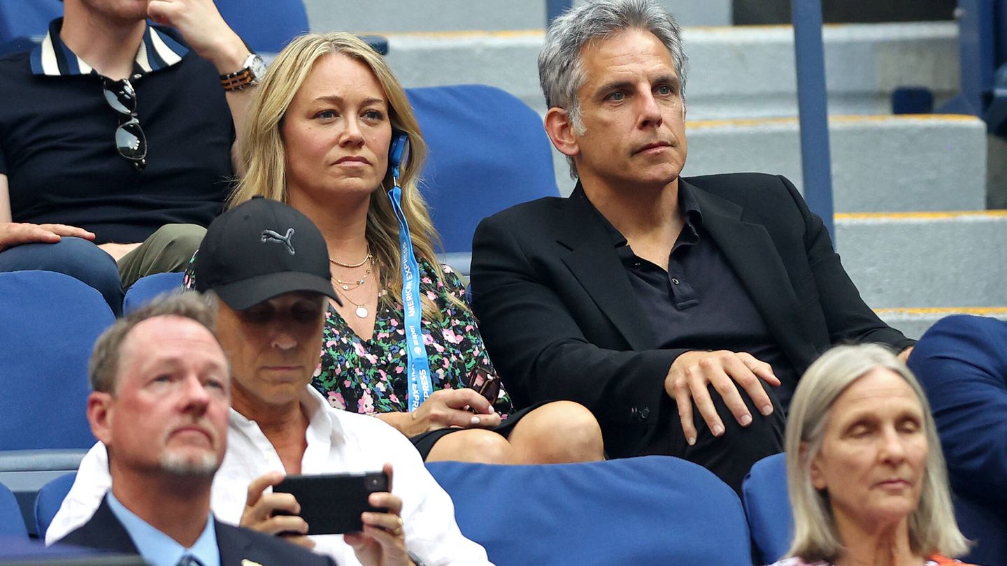 Ben Stiller y Christine Taylor, en el US Open 2021. (Getty)