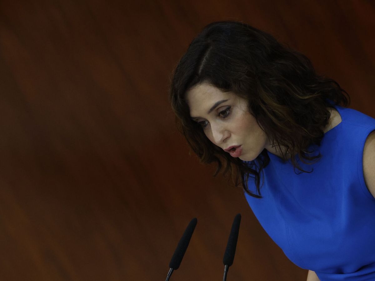 Foto: Isabel Díaz Ayuso, durante el debate del estado de la región. (EFE/J.J. Guillén)