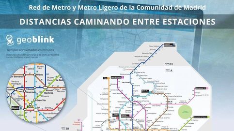 Un nuevo mapa del Metro de Madrid calcula el tiempo entre estaciones  a pie