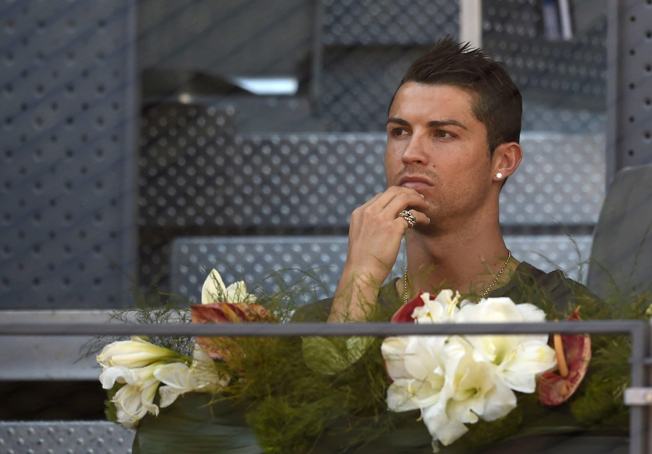Foto: El futbolista Cristiano Ronaldo durante el torneo Mutua Madrid Open (Gtres)