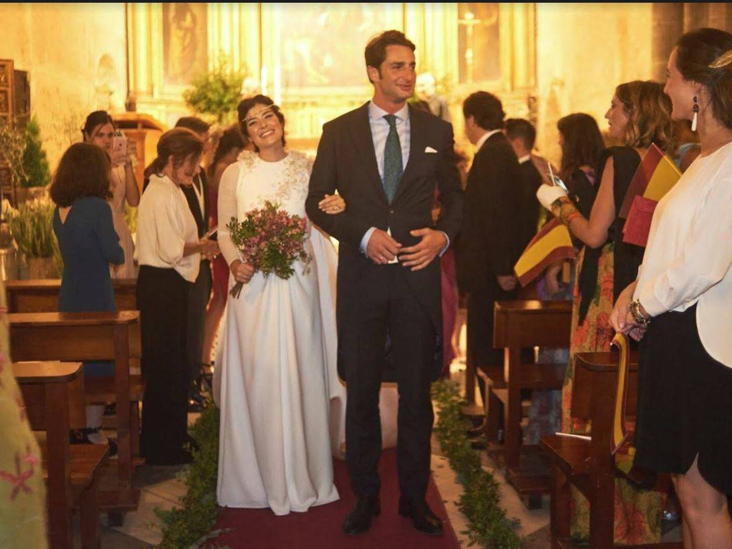 Los recién casados Javier Calle y Coki, la boda a la que asistió Froilán.