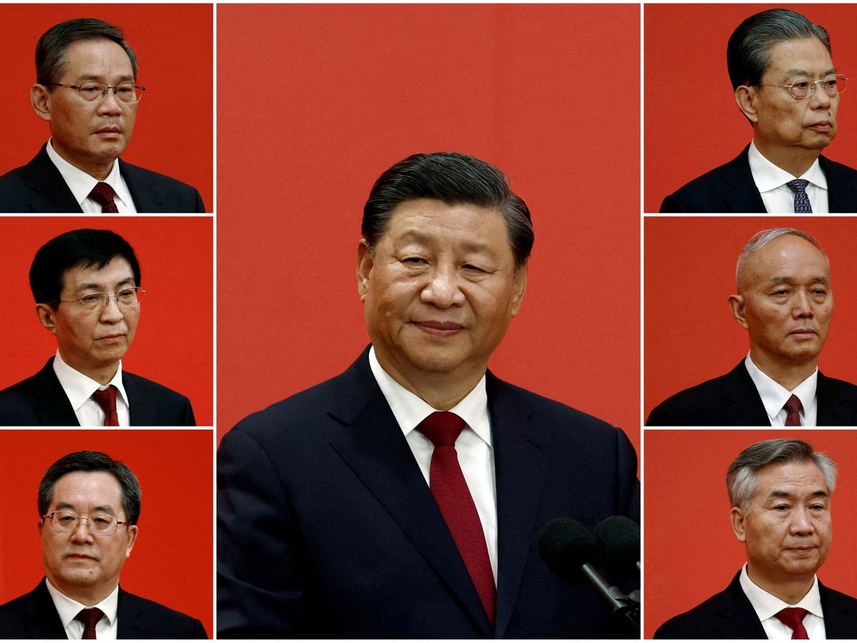 Foto: Los líderes chinos Chinese leaders Xi Jinping, Li Qiang, Zhao Leji, Wang Huning, Cai Qi, Ding Xuexiang y Li Xi. Reuters/ (Tingshu Wang)