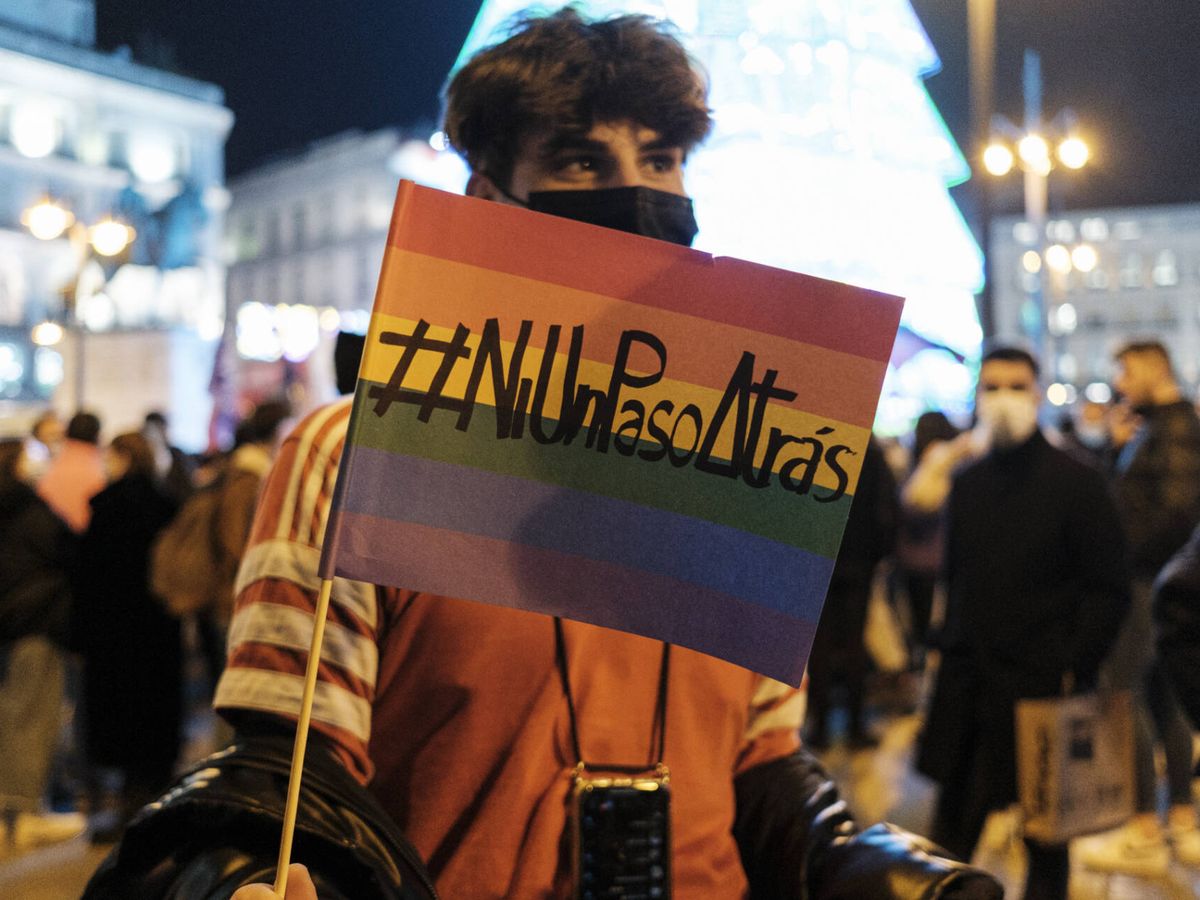 Foto: Protesta en defensa de las leyes LGTBI y Trans de la CAM. (Sergio Beleña)