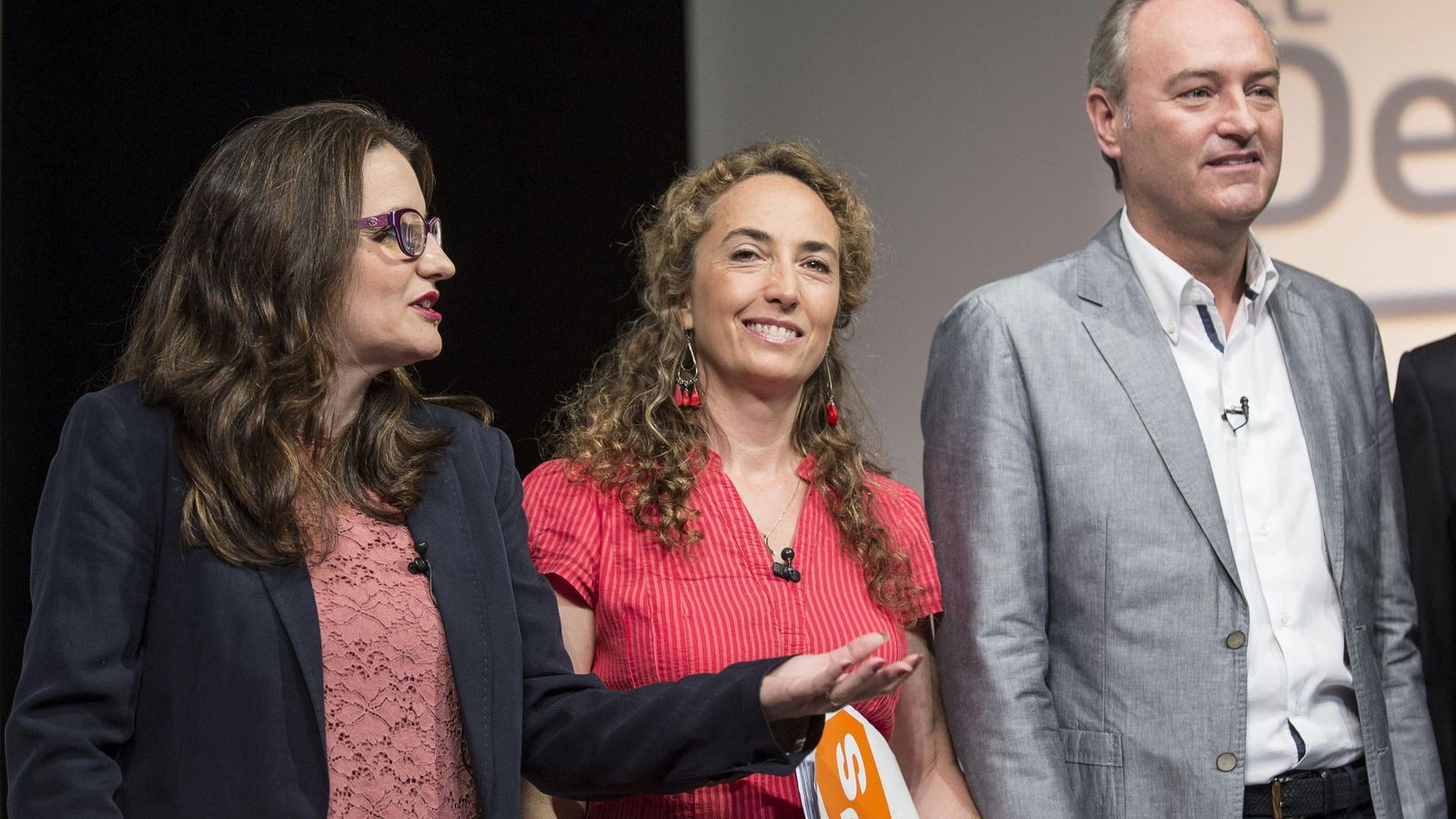 Foto: Mònica Oltra, líder de Compromís (i) junto a Carolina Punset, candidata de Ciudadanos (c) y el presidente del PP valenciano Alberto Fabra (d). (EFE)