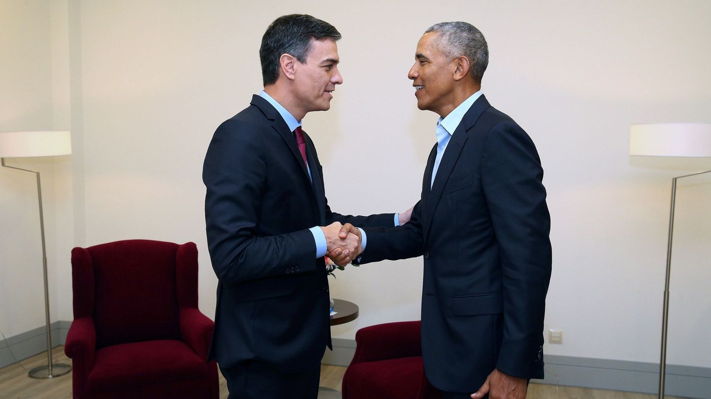 Pedro Sánchez y Barack Obama, juntos en Madrid. (EFE)