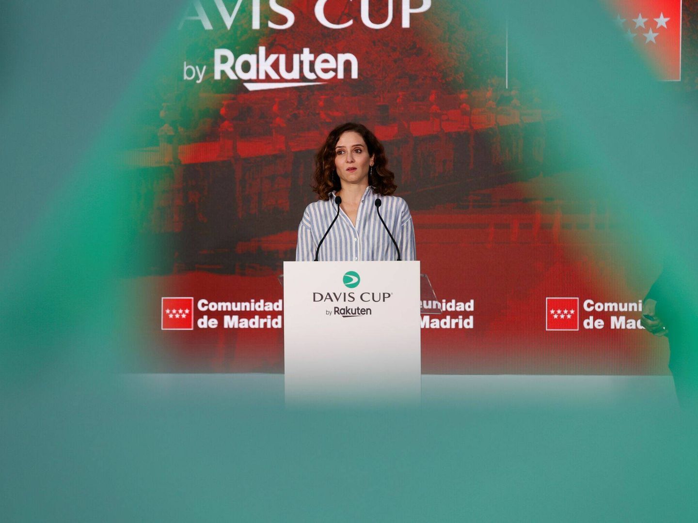 Isabel Díaz Ayuso, presidenta de la Comunidad de Madrid, durante la presentación oficial de la Copa Davis 2021 (EFE)