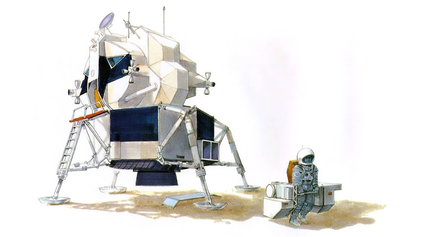 El Augmented LM (módulo lunar aumentado) hubiera ofrecido un mayor volumen y capacidad de almacenamiento para extender la duración de las misiones en la Luna. (Grumman)